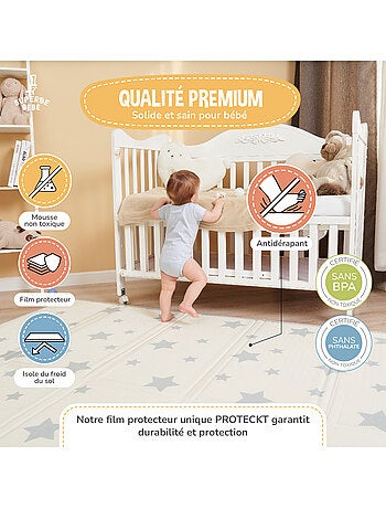 Tapis d'éveil pliable en mousse, réversible et imperméable - 200x180x1,5 - FOX | SUPERBE BEBE