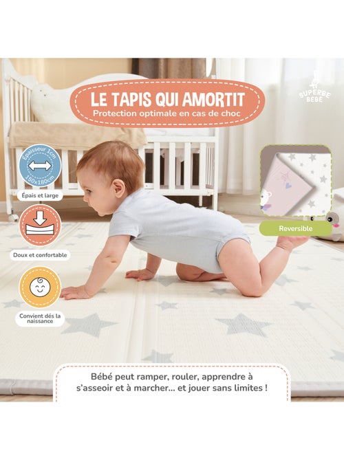 Tapis d'éveil pliable en mousse, réversible et imperméable - 180x150x1 - PINK PANDA | SUPERBE BEBE - Kiabi Tapis d'éveil pliable en mousse, réversible et imperméable - 180x150x1 - PINK PANDA | SUPERBE BEBE - Kiabi