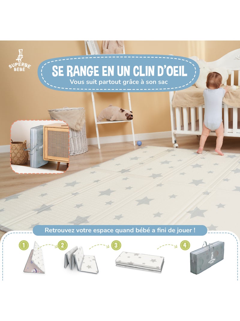 Tapis d'éveil pliable en mousse, réversible et imperméable - 180x150x1 - PINK PANDA | SUPERBE BEBE Blanc Rose - Kiabi