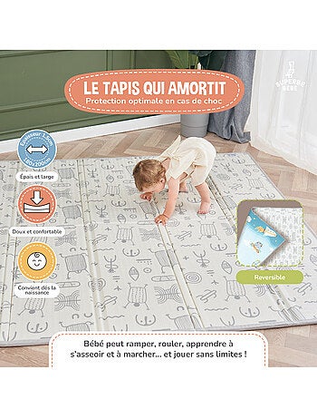 Tapis d'éveil pliable en mousse, réversible et imperméable - 200x180x1,5 - FOX | SUPERBE BEBE