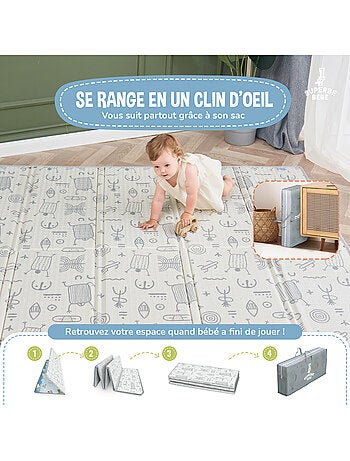 Tapis d'éveil pliable en mousse, réversible et imperméable - 200x180x1,5 - FOX | SUPERBE BEBE