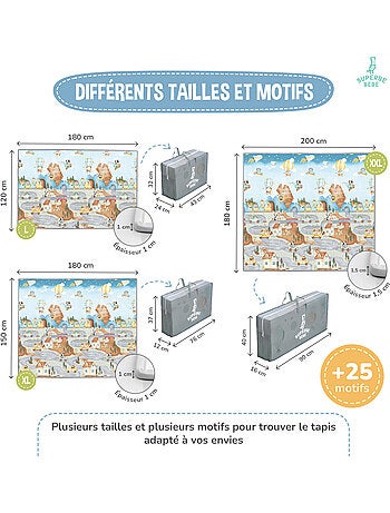 Tapis d'éveil pliable en mousse, réversible et imperméable - 200x180x1,5 - FOX | SUPERBE BEBE