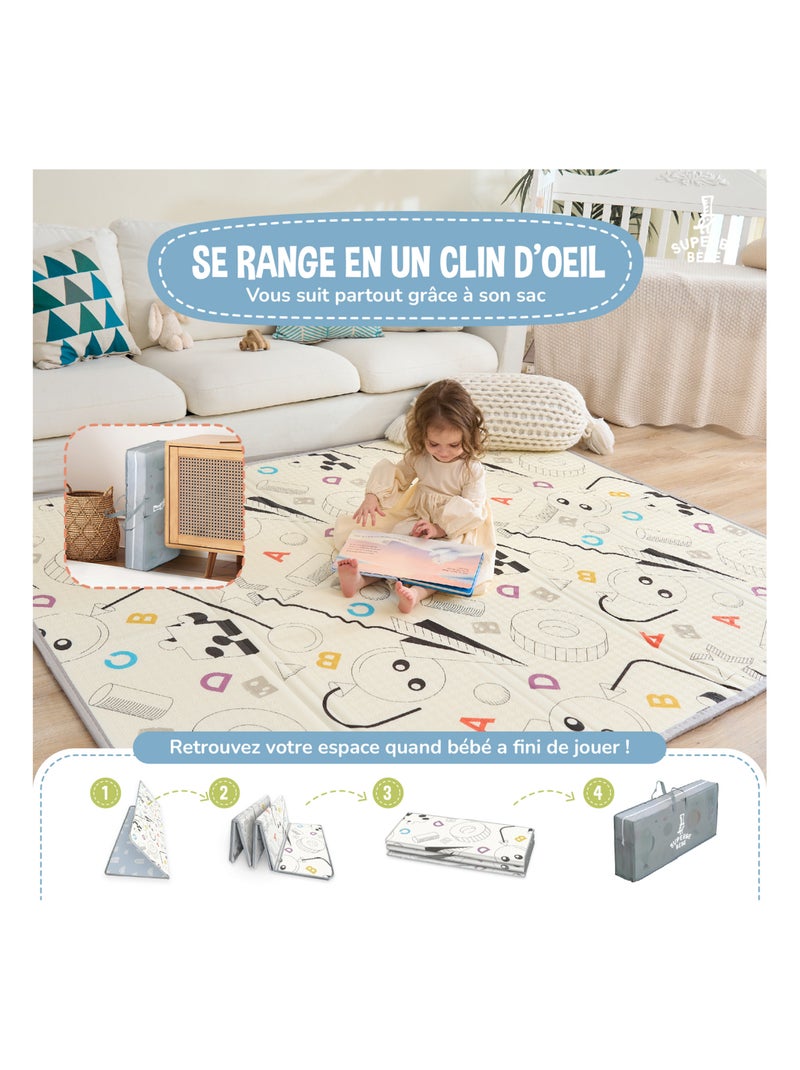 Tapis d'éveil pliable en mousse, réversible et imperméable - 180x150x1 - RAINBOW SKY | SUPERBE BEBE Bleu ciel - Kiabi