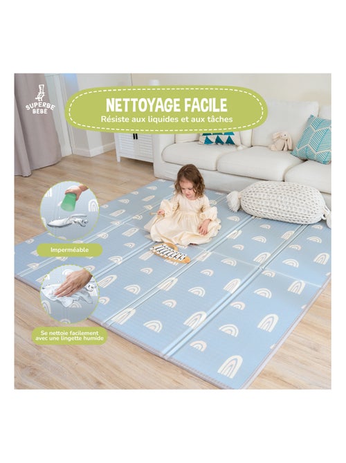 Tapis d'éveil pliable en mousse, réversible et imperméable - 180x150x1 - RAINBOW SKY | SUPERBE BEBE - Kiabi