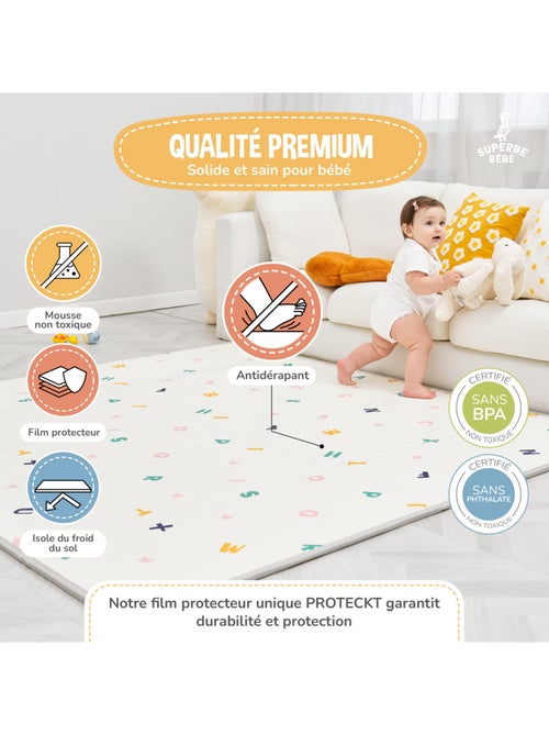 Tapis d'éveil pliable en mousse, réversible et imperméable - 180x150x1 - ROAD | SUPERBE BEBE - Kiabi