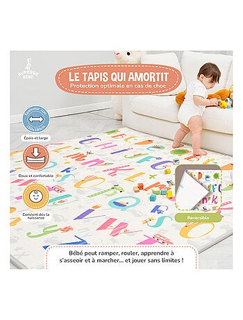 Tapis d'éveil pliable en mousse, réversible et imperméable - 200x180x1,5 - FOX | SUPERBE BEBE
