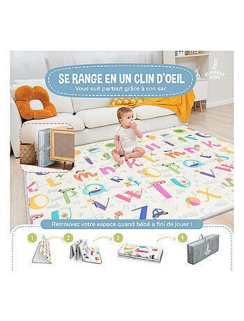 Tapis d'éveil pliable en mousse, réversible et imperméable - 200x180x1,5 - FOX | SUPERBE BEBE