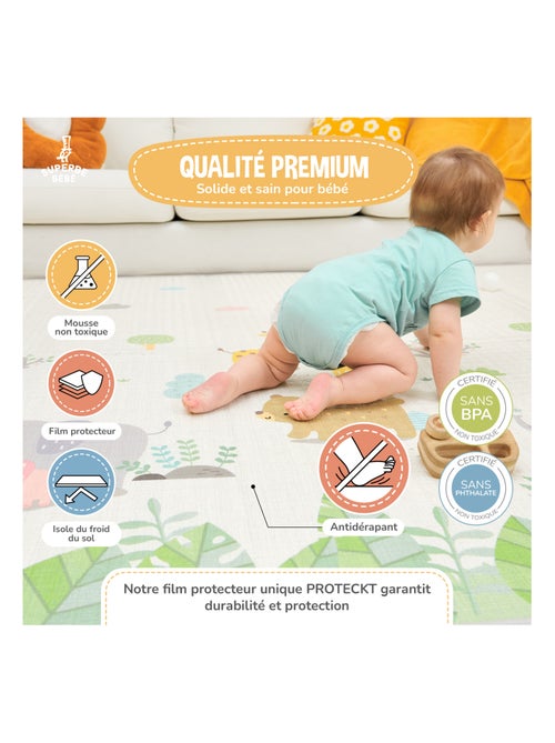 Tapis d'éveil pliable en mousse, réversible et imperméable - 180x150x1 - SAVANNAH | SUPERBE BEBE - Kiabi
