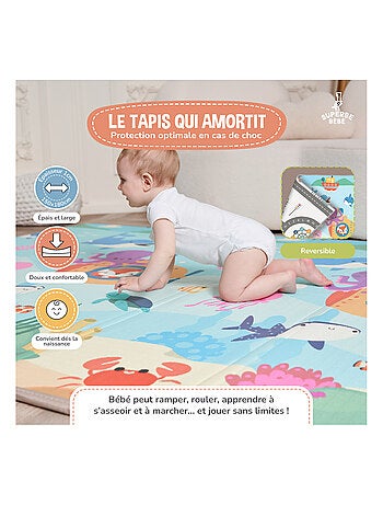 Tapis d'éveil pliable en mousse, réversible et imperméable - 200x180x1,5 - FOX | SUPERBE BEBE