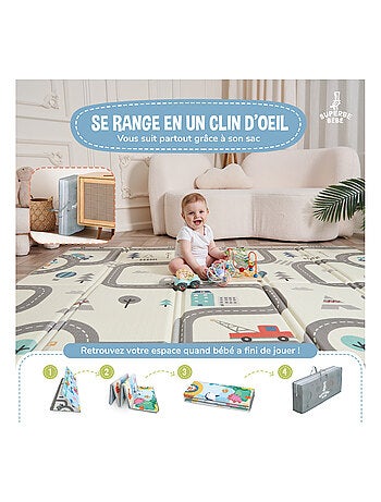 Tapis d'éveil pliable en mousse, réversible et imperméable - 200x180x1,5 - FOX | SUPERBE BEBE