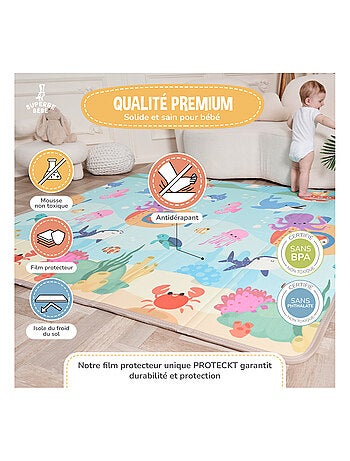 Tapis d'éveil pliable en mousse, réversible et imperméable - 200x180x1,5 - FOX | SUPERBE BEBE