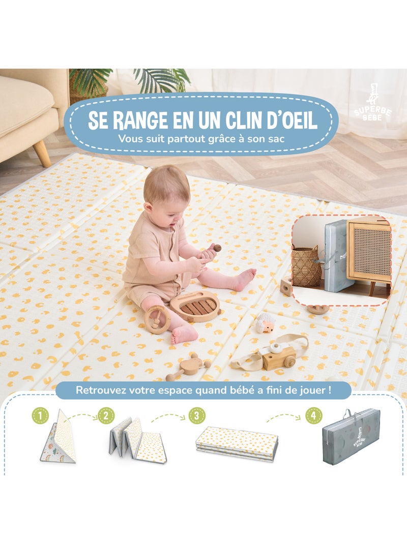 Tapis d'éveil pliable en mousse, réversible et imperméable - 180x150x1 -PURE BIG LOVE | SUPERBE BEBE Vert d'eau - Kiabi
