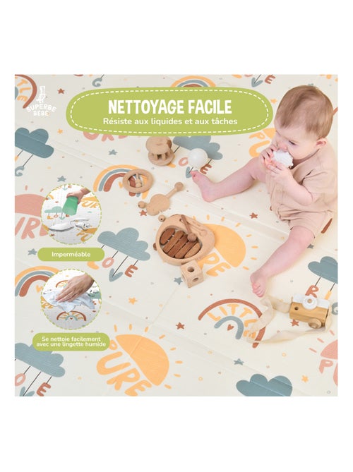 Tapis d'éveil pliable en mousse, réversible et imperméable - 180x150x1 -PURE BIG LOVE | SUPERBE BEBE - Kiabi