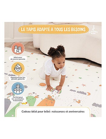 Tapis d'éveil pliable en mousse, réversible et imperméable - 200x180x1,5 - FOX | SUPERBE BEBE