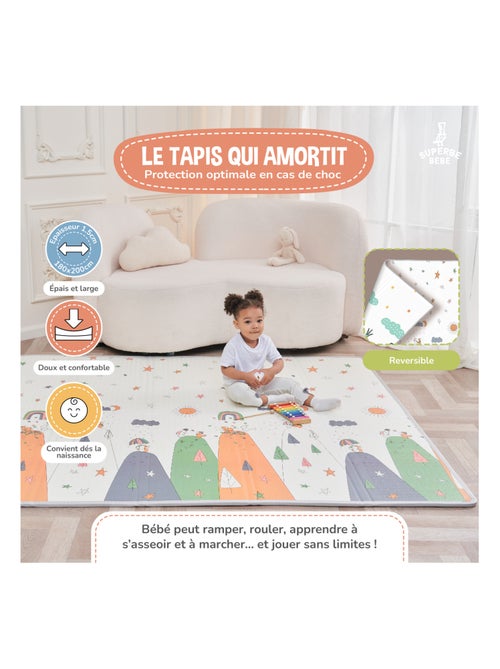 Tapis d'éveil pliable en mousse, réversible et imperméable - 200x180x1,5 - DINO | SUPERBE BEBE - Kiabi