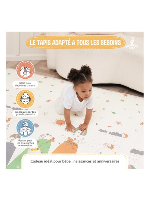 Tapis d'éveil pliable en mousse, réversible et imperméable - 200x180x1,5 - DINO | SUPERBE BEBE - Kiabi