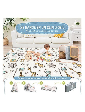 Tapis d'éveil pliable en mousse, réversible et imperméable - 200x180x1,5 - FOX | SUPERBE BEBE