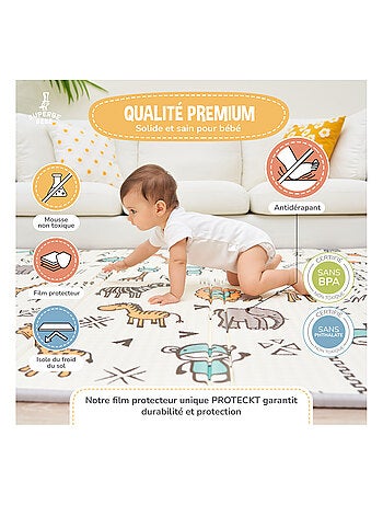 Tapis d'éveil pliable en mousse, réversible et imperméable - 200x180x1,5 - FOX | SUPERBE BEBE