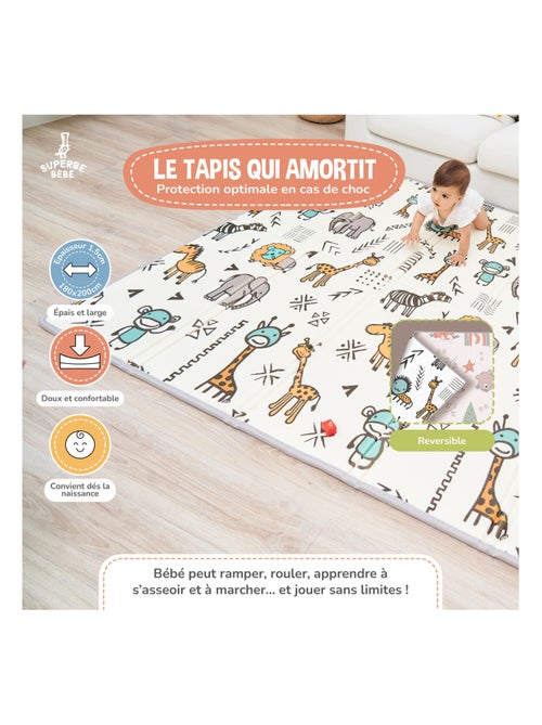Tapis d'éveil pliable en mousse, réversible et imperméable - 200x180x1,5 - FOX | SUPERBE BEBE - Kiabi