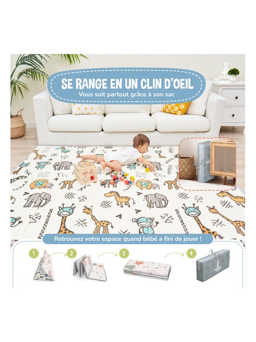 Tapis d'éveil pliable en mousse, réversible et imperméable - 200x180x1,5 - FOX | SUPERBE BEBE - Kiabi