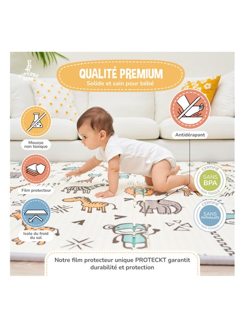 Tapis d'éveil pliable en mousse, réversible et imperméable - 200x180x1,5 - FOX | SUPERBE BEBE - Kiabi