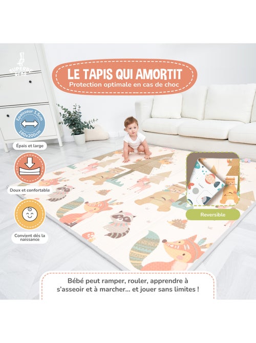 Tapis d'éveil pliable en mousse, réversible et imperméable - 200x180x1,5 - INDIANS | SUPERBE BEBE - Kiabi Tapis d'éveil pliable en mousse, réversible et imperméable - 200x180x1,5 - INDIANS | SUPERBE BEBE - Kiabi