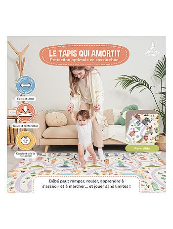 Tapis d'éveil pliable en mousse, réversible et imperméable - 200x180x1,5 - FOX | SUPERBE BEBE