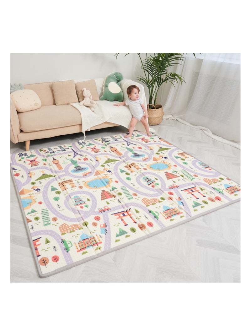Tapis D'éveil Pliable Réversible Et Imperméable - 200x180x1,5cm | Tapis De Jeu Enfant En Mousse - PURE BIG LOVE | SUPERBE BEBE