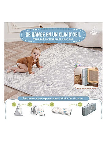 Tapis d'éveil pliable en mousse, réversible et imperméable - 200x180x1,5 - FOX | SUPERBE BEBE
