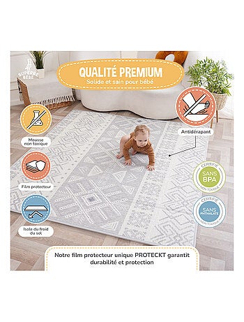 Tapis d'éveil pliable en mousse, réversible et imperméable - 200x180x1,5 - FOX | SUPERBE BEBE