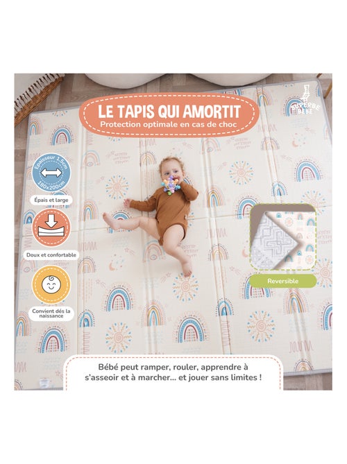 Tapis d'éveil pliable en mousse, réversible et imperméable - 200x180x1,5 - NORDIC | SUPERBE BEBE - Kiabi