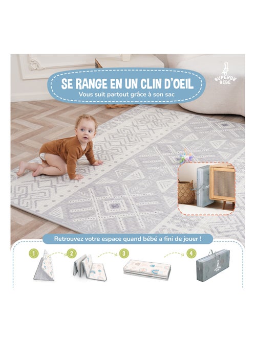 Tapis d'éveil pliable en mousse, réversible et imperméable - 200x180x1,5 - NORDIC | SUPERBE BEBE - Kiabi