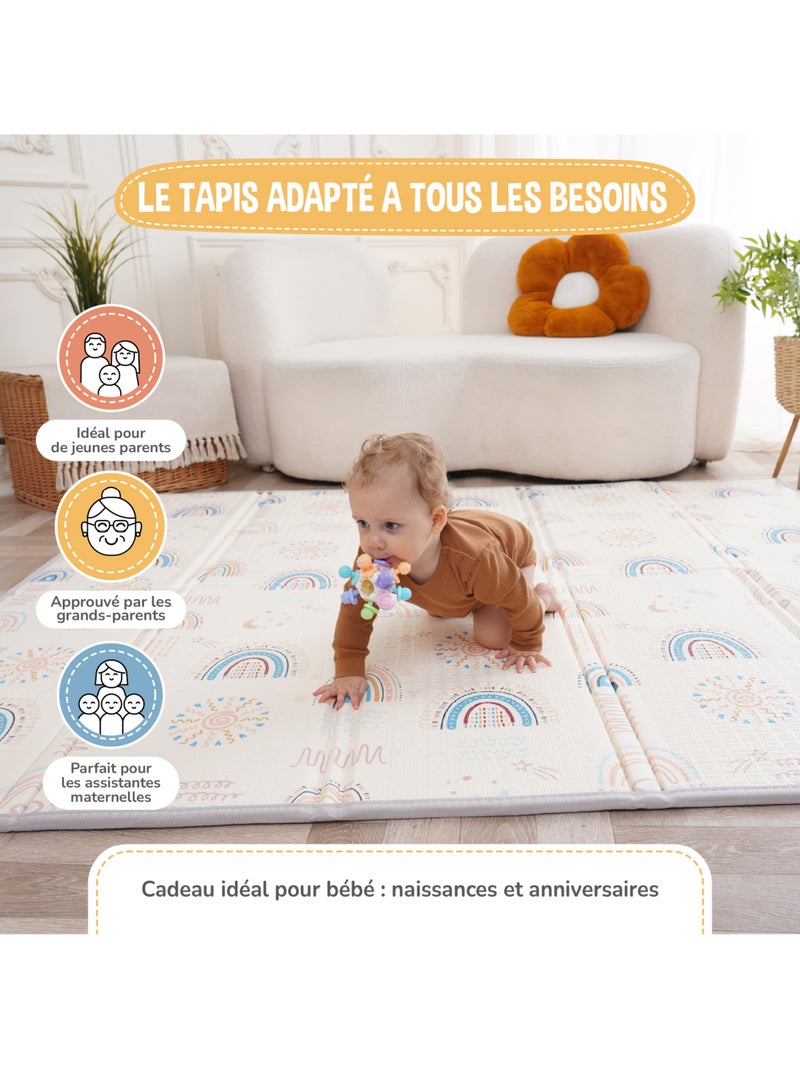 Tapis d'éveil pliable en mousse, réversible et imperméable - 200x180x1,5 - NORDIC | SUPERBE BEBE Gris - Kiabi