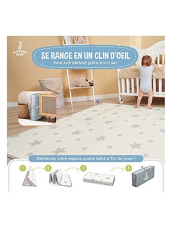 Tapis d'éveil pliable en mousse, réversible et imperméable - 200x180x1,5 - FOX | SUPERBE BEBE