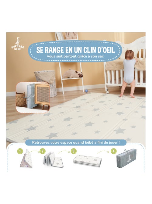 Tapis d'éveil pliable en mousse, réversible et imperméable - 200x180x1,5 - PINK PANDA | SUPERBE BEBE - Kiabi