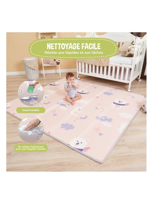 Tapis d'éveil pliable en mousse, réversible et imperméable - 200x180x1,5 - PINK PANDA | SUPERBE BEBE - Kiabi