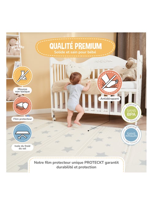 Tapis d'éveil pliable en mousse, réversible et imperméable - 200x180x1,5 - PINK PANDA | SUPERBE BEBE - Kiabi
