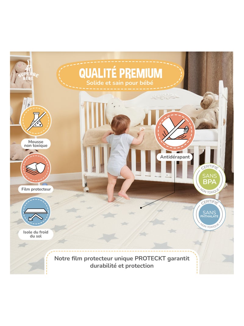 Tapis d'éveil pliable en mousse, réversible et imperméable - 200x180x1,5 - PINK PANDA | SUPERBE BEBE Blanc Rose - Kiabi