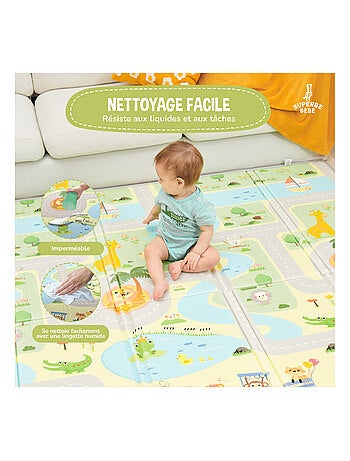 Tapis d'éveil pliable en mousse, réversible et imperméable - 200x180x1,5 - FOX | SUPERBE BEBE