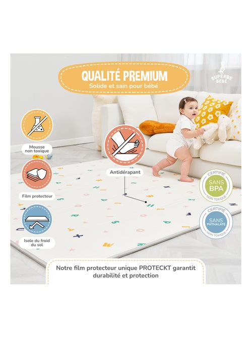 Tapis d'éveil pliable en mousse, réversible et imperméable - 200x180x1,5 - ROAD | SUPERBE BEBE - Kiabi