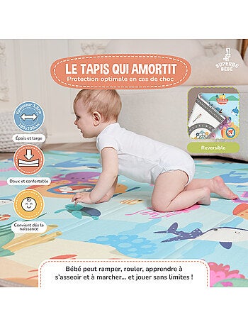 Tapis d'éveil pliable en mousse, réversible et imperméable - 200x180x1,5 - FOX | SUPERBE BEBE