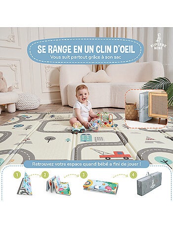 Tapis d'éveil pliable en mousse, réversible et imperméable - 200x180x1,5 - FOX | SUPERBE BEBE