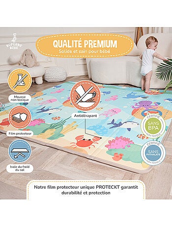 Tapis d'éveil pliable en mousse, réversible et imperméable - 200x180x1,5 - FOX | SUPERBE BEBE