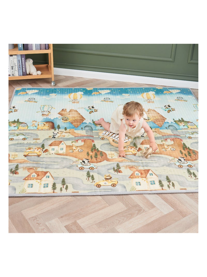 Tapis d'éveil pliable en mousse, réversible et imperméable - 200x180x1,5 -PTEROGLYPHE | SUPERBE BEBE Marron - Kiabi