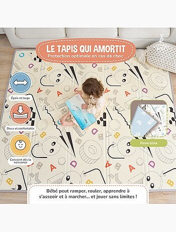 Tapis d'éveil pliable en mousse, réversible et imperméable - 200x180x1,5 - FOX | SUPERBE BEBE