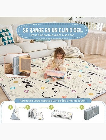 Tapis d'éveil pliable en mousse, réversible et imperméable - 200x180x1,5 - FOX | SUPERBE BEBE
