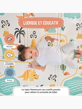 Tapis d'éveil pliable en mousse, réversible et imperméable - 200x180x1,5 - FOX | SUPERBE BEBE
