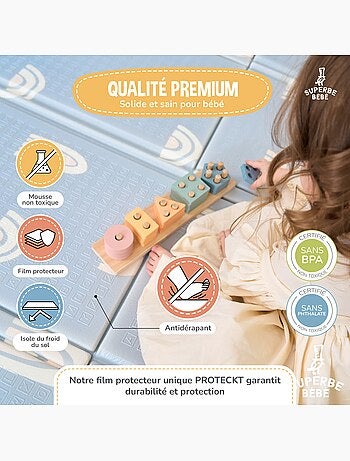 Tapis d'éveil pliable en mousse, réversible et imperméable - 200x180x1,5 - FOX | SUPERBE BEBE
