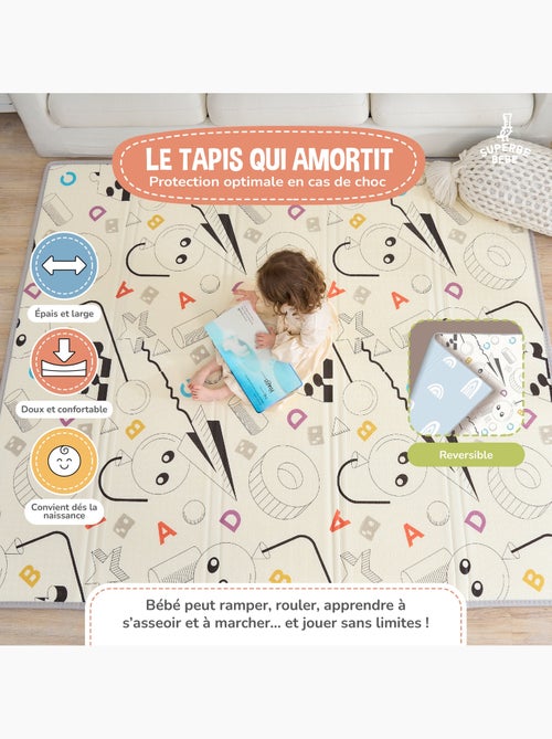 Tapis d'éveil pliable en mousse, réversible et imperméable 180x120x1 - DINO | SUPERBE BEBE - Kiabi