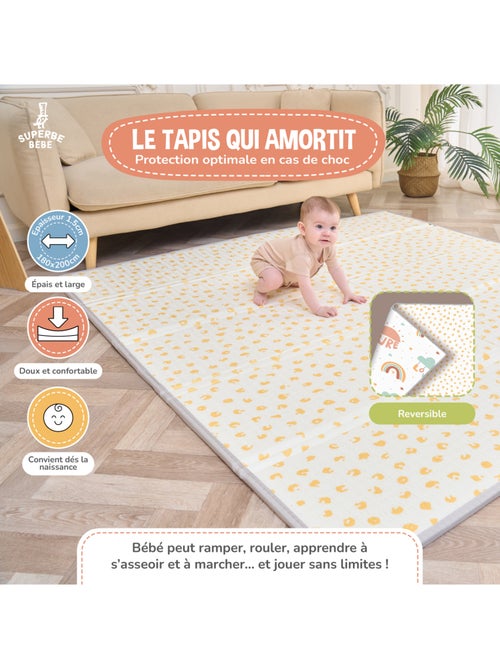 Tapis d'éveil pliable en mousse, réversible et imperméable 200x180x1,5-PURE BIG LOVE| SUPERBE BEBE - Kiabi Tapis d'éveil pliable en mousse, réversible et imperméable 200x180x1,5-PURE BIG LOVE| SUPERBE BEBE - Kiabi